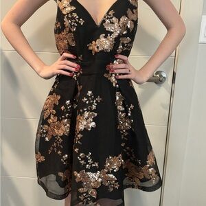 Fashion Nova Gold Fit and Flare Mini Dress